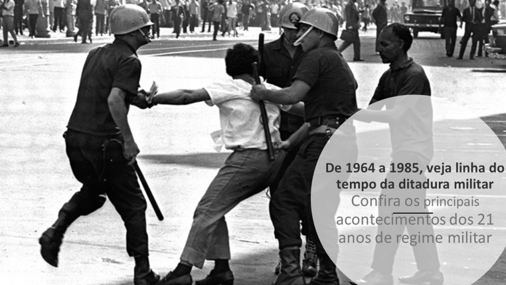 De 1964 a 1985, veja linha do tempo da ditadura militar.